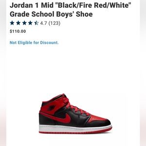 Jordan Mid Black/Fire Red/White Grade School Boys’ shoe